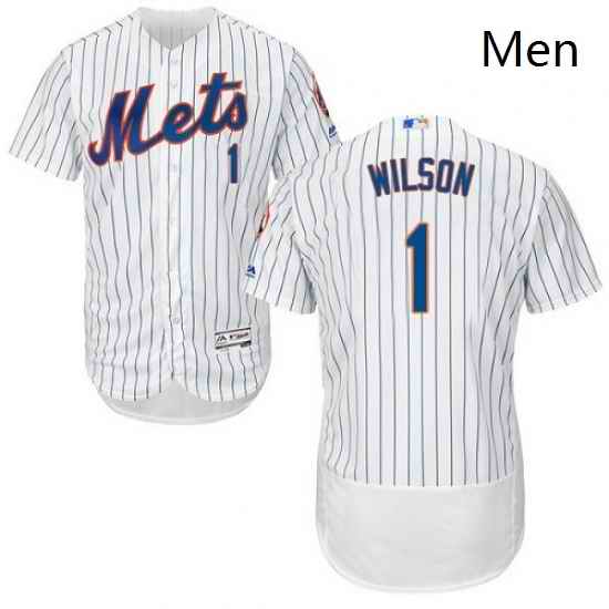 Mens Majestic New York Mets 1 Mookie Wilson White Home Flex Base Authentic Collection MLB Jersey